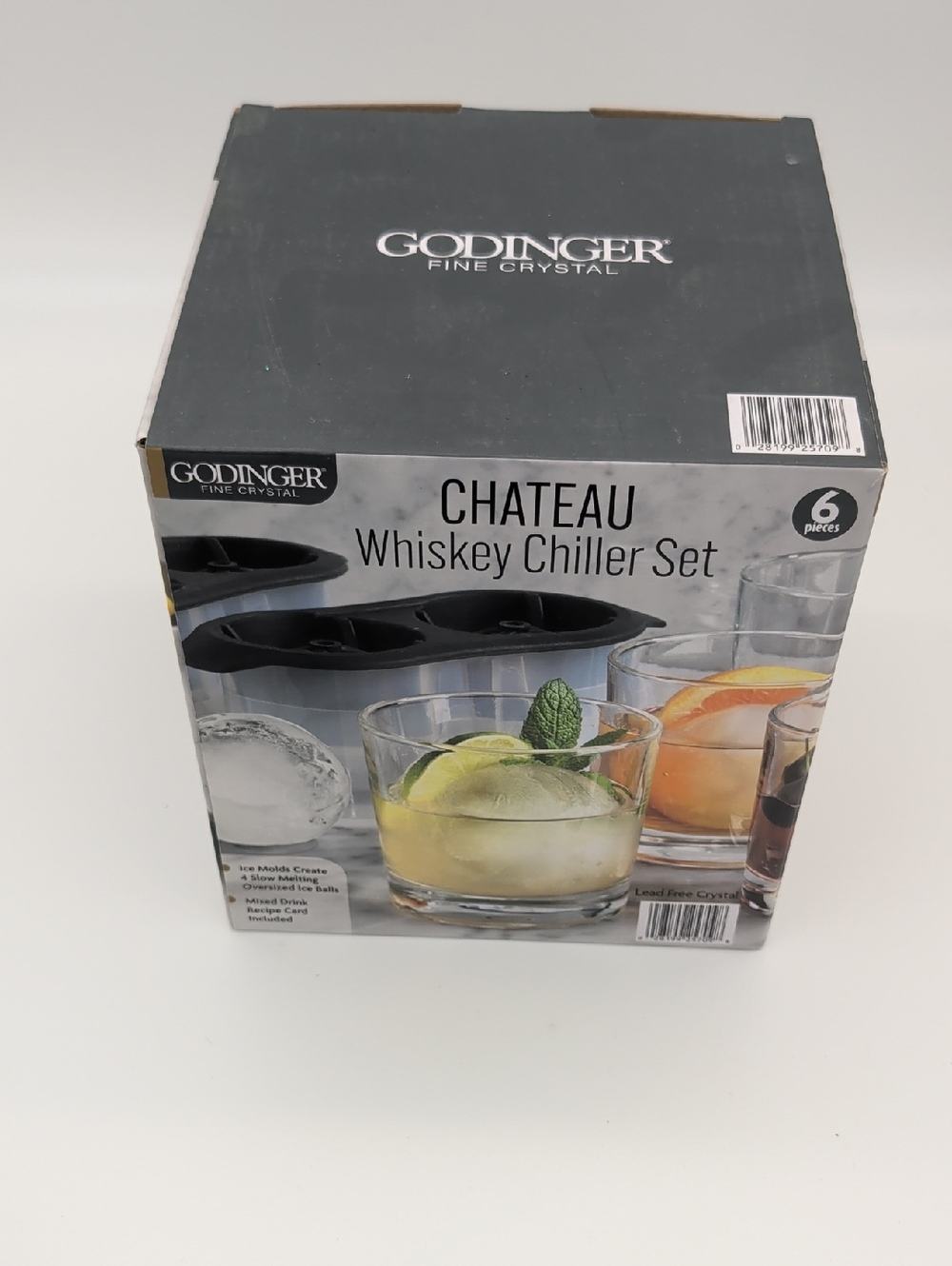Godinger Chateau Whiskey Chiller Set - Black and Clear